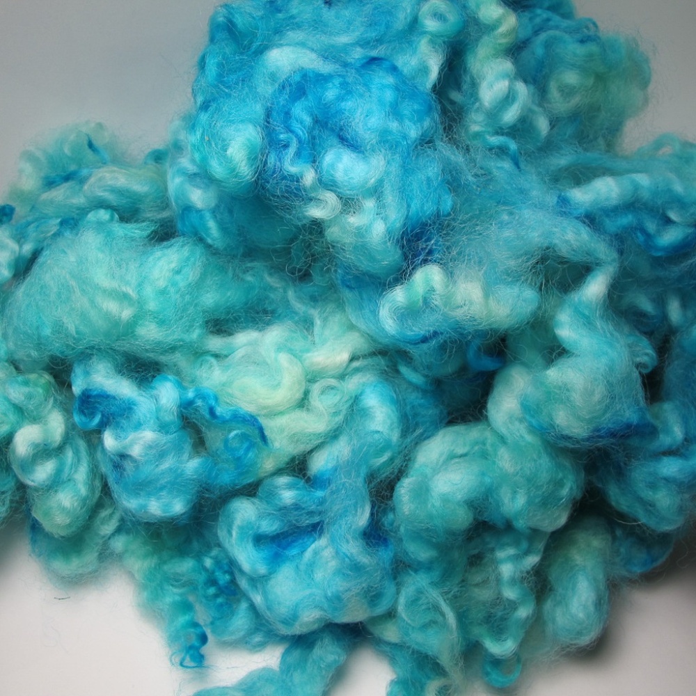 Turquoise Hand Dyed Coopworth Wool Locks for Felting, Spinning, Weaving 3 oz